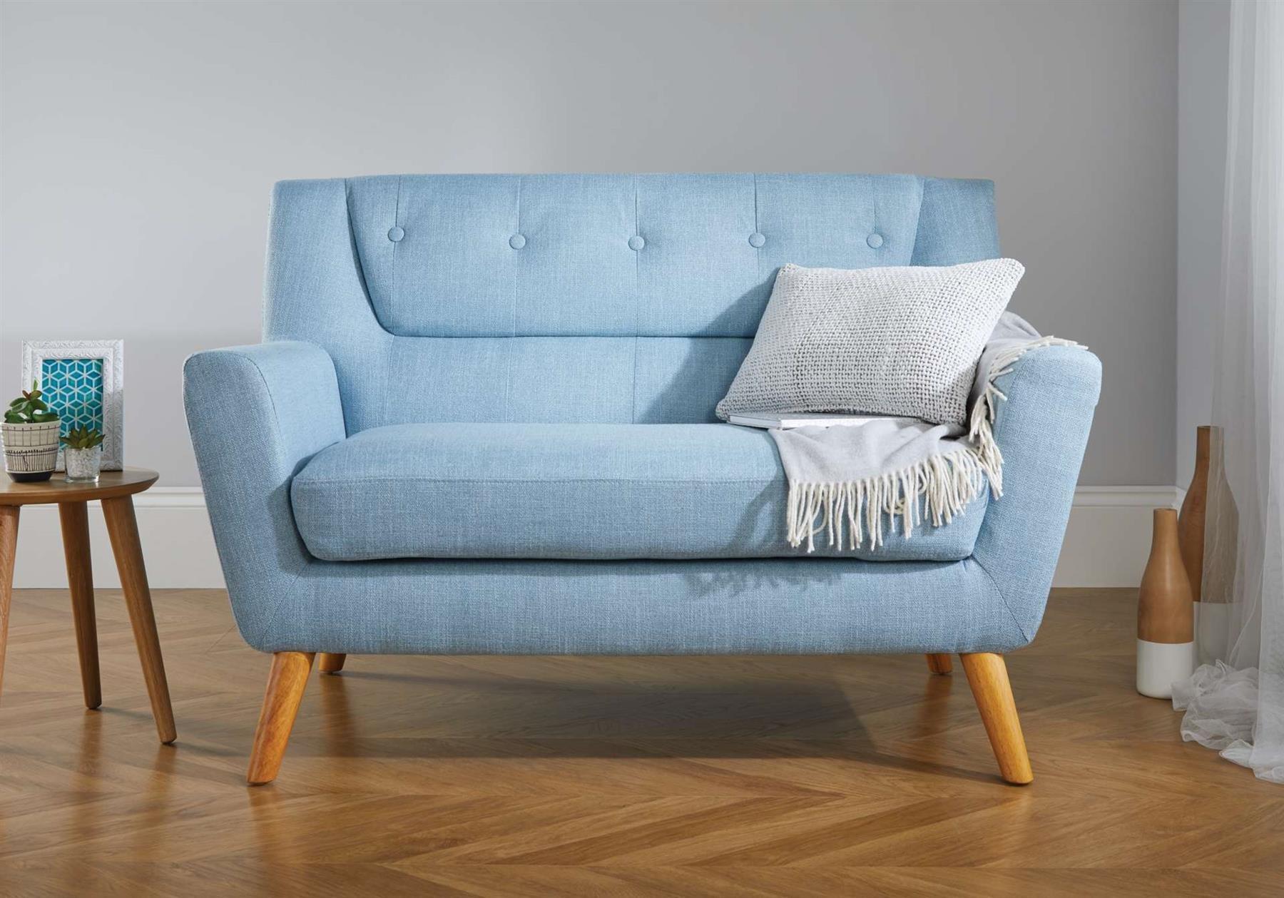 2 Seater Sofa Birlea Lambeth Settee Modern Retro Style Fabric Wood Legs